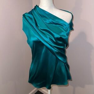 Oscar de la Renta Teal Silk Blouse
